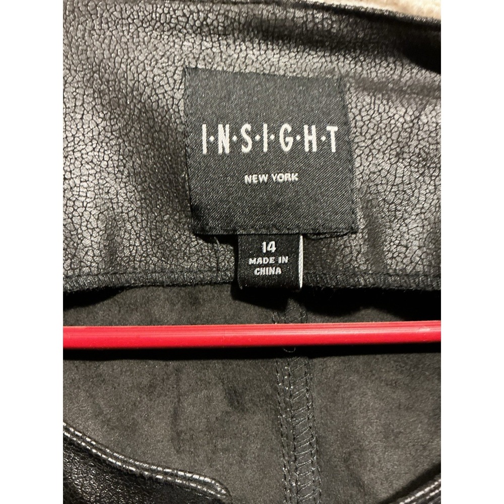 INSIGHT Faux Leather Moto Jacket Size 14 Black Women Coat Lightweight Metallic - Picture 4 of 6
